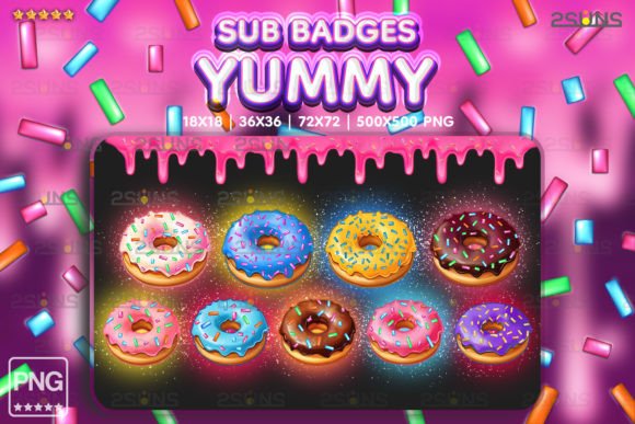 Download 9 Yummy Sub Badges, Cute Donuts Twitch - Yummy sub badges Collection