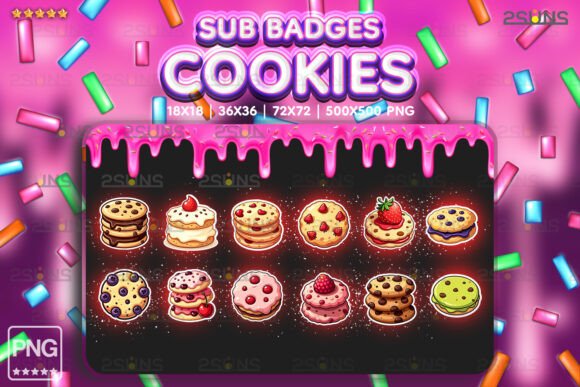 Download 13 Yummy Sub Badges, Cute Cookies Twitch - Yummy sub badges Collection
